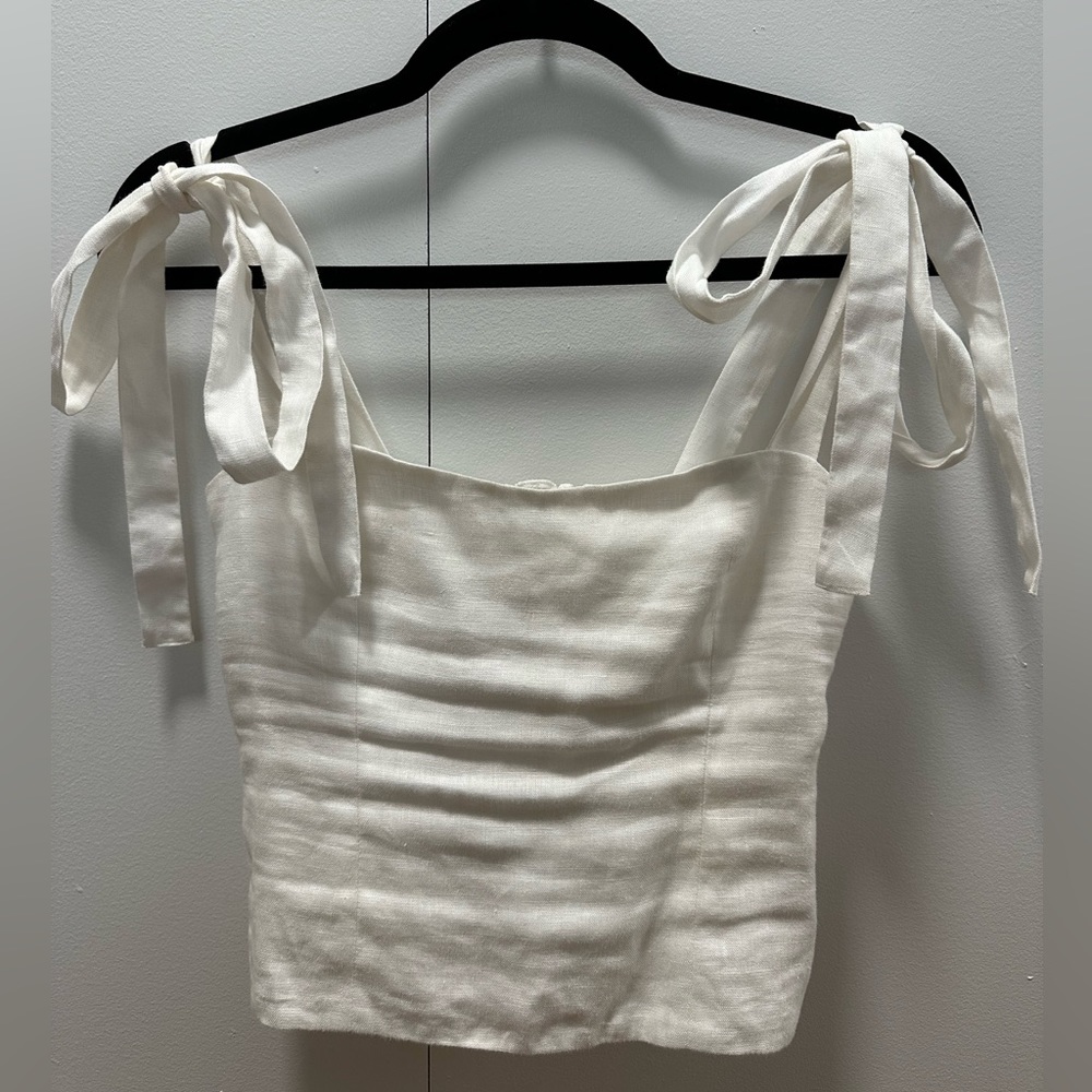 Reformation Ellora Top, White Linen, size 0